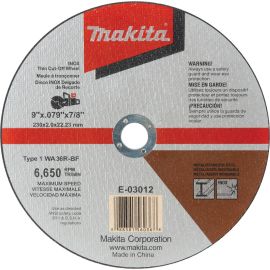 Makita E-03012 9 Inch x .079 Inch x 7/8 Inch INOX Thin Cut‑Off Wheel, 36 Grit - Pack of 5