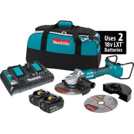 Makita XAG13PT1 18V X2 LXT Lithium‑Ion (36V) Brushless Cordless 9 Inch Paddle Switch Cut‑Off/Angle Grinder Kit, with Electric Brake (5.0Ah)