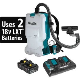 Makita XCV17PG 18V X2 LXT Lithium-Ion (36V) Brushless Cordless 1.6 Gallon HEPA Filter Backpack Dry Vacuum Kit, dual port charger (6.0Ah)