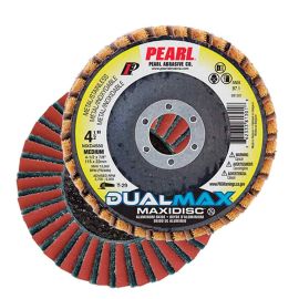 Pearl Abrasive MXB45MEH 881005 4-1/2 Inch x 5/8 Inch-11 Type 29 Aluminum Oxide Medium/Maroon Maxidisc™ BriteMax™ Non-Woven Surface Conditioning Flap Discs