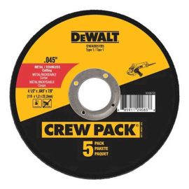 Dewalt DWA8051B5 4-1/2 x .045 x 7/8 T1 Cutting 5PK