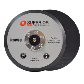 Superior Pads and Abrasives RSP58 6 Inch No Hole Hook & Loop Sanding Pad 5/16-Inch-24 Threaded Shaft