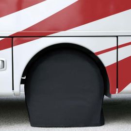 Superior Electric RVA1607 RV Trailer Black Vinyl Tire Cover Pair for Size 27 Inch- 29 Inch – (Set of 2)