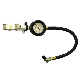 Interstate Pneumatics TF7135W Heavy Duty Dial Inflator 5-160 PSI w/ 12 Inch Black Steel Braided Hose Whipend & Angle-In Tapered Chuck