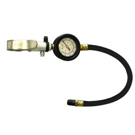 Interstate Pneumatics TF7146W Heavy Duty Dial Inflator 5-160 PSI w/ 12 Inch Black Steel Braided Hose Whipend & Straight-In Tapered Chuck