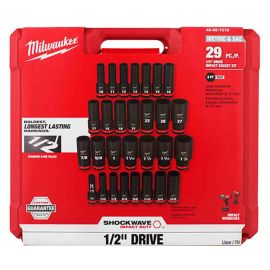 Milwaukee 49-66-7016 29PCSHOCKWAVE Impact Duty™ 1/2 Inch Drive SAE & Metric Deep 6 Point Socket Set