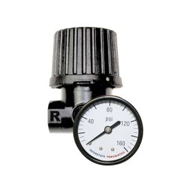 Interstate Pneumatics WR1120RLG 1/4 Inch Mini Metal IN-Line Regulator - Inlet 150 PSI - Outlet 125 PSI - with 1-1/2 Inch Dial Pressure Gauge (Flow: Right to Left)