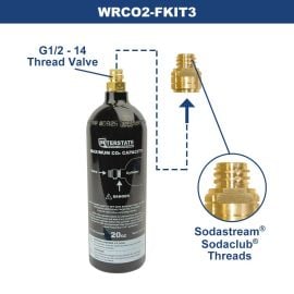 Interstate Pneumatics WRCO2-FKIT3 20 Oz. CO2 Pin Valve Cylinder Tank Paintball with Soda Stream Cylinder Tank Conversion Adapter