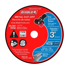 Freud DBD030045105F Diablo 3 in. Metal Cut Off Disc - Thin Kerf - 5PK