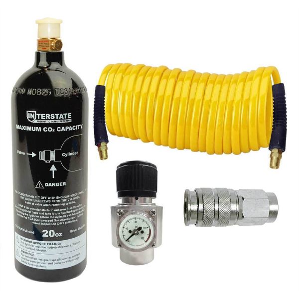 Interstate Pneumatics WRCO2-K2 CO2 Regulator and Paintball tank, Recoil hose  and Coupler Kit