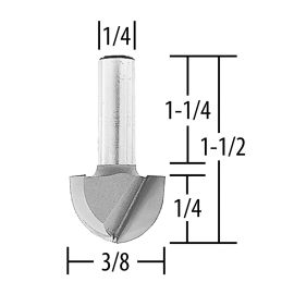 Makita 733008-4A Router Bit, 3/8 Core Box, 2 Flute, 1/4 SH, C.T.