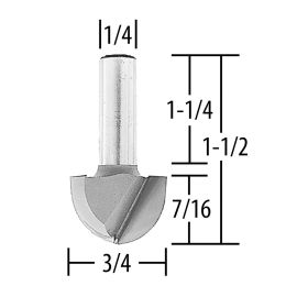 Makita 733009-0A Router Bit, 3/4 Core Box, 2 Flute, 1/4 SH, C.T.