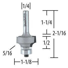 Makita 733120-4A Router Bit 5/16 Corner Round, 2 Flute, 1/4 SH, C.T.