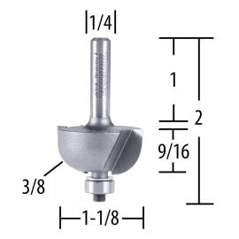 Makita 733122-8A Router Bit 3/8 Cove, 2 Flute, 1/4 SH, C.T.