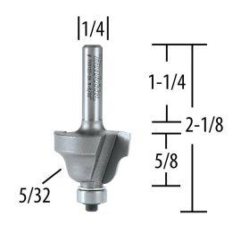 Makita 733123-2A Router Bit 5/32 R. Ogee, 2 Flute, 1/4 SH, C.T.