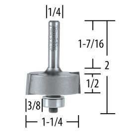 Makita 733124-2A Router Bit 3/8 Rabbet, 2 Flute, 1/4 SH, C.T.