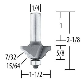 Makita 733125-2A Router Bit Classical, 2 Flute, 1/4 SH, C.T.