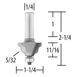 Makita 733125-6A Router Bit Wavy Edge, 2 Flute, 1/4 SH, C.T.