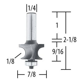 Makita 733125-8A Router Bit 1/8 Corner Bead, 2 Flute, 1/4 SH, C.T.