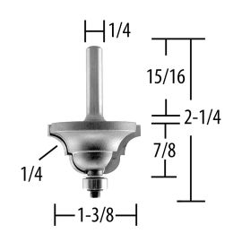 Makita 733281-A Router Bit 1/4 Double Roman Ogee, 2 Flute, 1/4 SH, C.T.