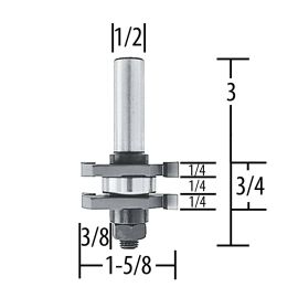 Makita 733307-A Router Bit, 1/4 2 Wing, 2 Cutter T&G, 1/2 SH, C.T.