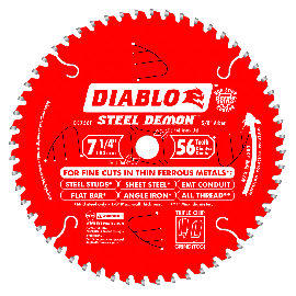 Freud D0756F 7-1/4 Inch by 56 Teeth 5/8 Inch Arbor Diablo Steel Demon Ferrous Cutting Saw Blade