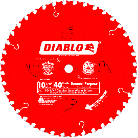 Freud D1040W Diablo 10-1/4 Inch 40 Tooth ATB General Purpose Saw Blade