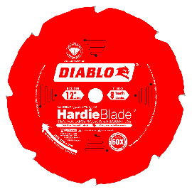 Freud D1208DH 12 Inch x 8 Tooth Diablo Polycrystalline Diamond Tipped TCG Hardie Fiber Cement Saw Blade