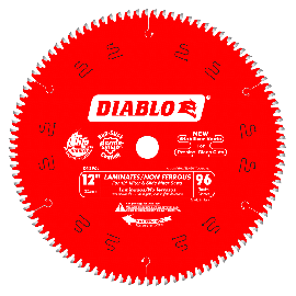 Freud D1296L Diablo Melamine, Laminate Flooring, and Wood Blade 12 Inch Diameter 96t TCG 1 Inch Arbor