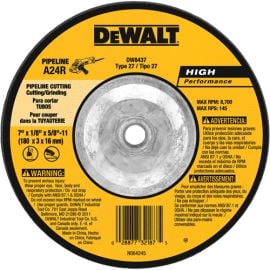 Dewalt DW8437 7 Inch X1/8 Inch X5/8 Inch -11 Pipeliner Cut/Grind Wh Bulk (10 Pack) ( Replacement Of DWA4514H )