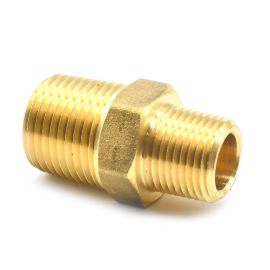 Interstate Pneumatics FA618 3/8 Inch x 1/2 Inch NPT Male Brass Hex Nipple Reducer