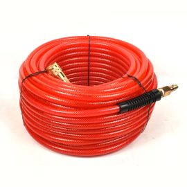 Interstate Pneumatics HA04-100H44B 100ft Red Translucent PVC Hose Kit with 1/4 Inch Brass Coupler & Brass Plug 300 PSI 4:1 Safety Factor