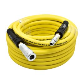Interstate Pneumatics HH16-100A64 3/8 Inch 100 ft Yellow Hybrid Polymer Hose With 3/8 Inch Automotive Coupler & Plug
