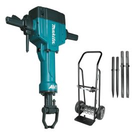 Makita HM1810X3 1-1/8 Inch Hex 70 lb. AVT Breaker Hammer with 4-Piece Steel Set & Cart