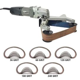 Hardin HPG-331-KIT Variable Speed 700-3000 RPM Pipe Polisher 800W Includes 36, 60, 120, 180 & 240 Grit Aluminum Oxide Sanding Belts (10pcs each belt)