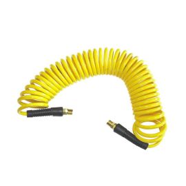 Interstate Pneumatics HR14-025 Yellow Polyurethane Recoil Hose 1/4 Inch x 25 feet Solid Fittings