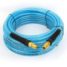 Interstate Pneumatics HU14-050 Light Blue Polyurethane (PU) Air Hose 1/4 Inch x 50 feet 200 PSI with Two 1/4 Inch Reusable Solid Air Hose end fittings