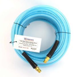 Interstate Pneumatics HU14-100 Light Blue Polyurethane (PU) Air Hose 1/4 Inch x 100 feet 200 PSI with Two 1/4 Inch Reusable Solid Air Hose end fittings