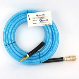 Interstate Pneumatics HU16-025H44 Light Blue Polyurethane (PU) Air Hose 3/8 Inch x 25 feet 200 PSI with One 1/4 Inch Industrial Steel Coupler and One 1/4 Inch Industrial Steel Coupler Plug