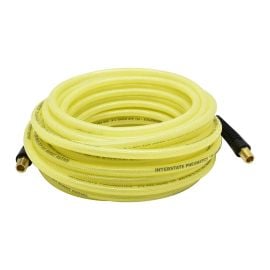 Interstate Pneumatics HU54-025 1/4 Inch x 25 ft Rhino PolyFlex Yellow Polyurethane Air Hose WP 200 PSI (1/4 Inch NPT) Solid Fitting