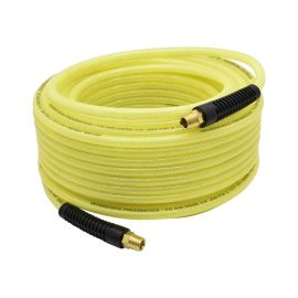 Interstate Pneumatics HU54-050 1/4 Inch x 50 ft Rhino PolyFlex Yellow Polyurethane Air Hose WP 200 PSI (1/4 Inch NPT) Solid Fitting