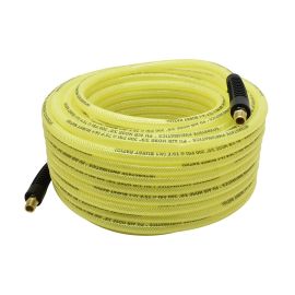 Interstate Pneumatics HU54-100 1/4 Inch x 100 ft Rhino PolyFlex Yellow Polyurethane Air Hose WP 200 PSI (1/4 Inch NPT) Solid Fitting