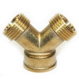Interstate Pneumatics FGF01Y 3/4 Inch GHT (1F) x 3/4 Inch GHT (2M) Y-Connector - Filling Brass