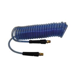 Interstate Pneumatics HR24-025 Translucent Blue Polyurethane Recoil Hose 1/4 Inch x 25 feet Solid Fittings