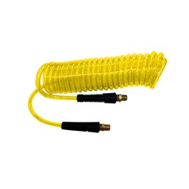 Interstate Pneumatics HR54-025 Yellow Polyurethane Recoil Hose 1/4 Inch x 25 feet Swivel Fittings