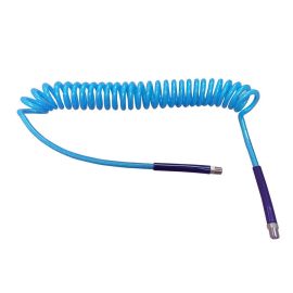 Interstate Pneumatics HR74-015 Clear Blue Polyurethane Recoil Hose 1/4 Inch x 15 feet Solid Fittings
