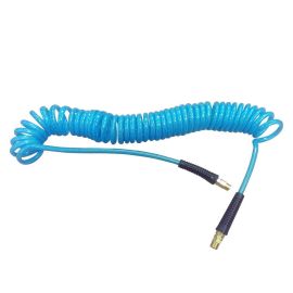 Interstate Pneumatics HR74-025S Clear Blue Polyurethane Recoil Hose 1/4 Inch x 25 feet Swivel Fittings