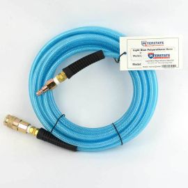 Interstate Pneumatics HU14-025H44 Light Blue Polyurethane (PU) Air Hose 1/4 Inch x 25 feet 200 PSI with Two 1/4 Inch Fittings, One 1/4 Inch Industrial Steel Coupler and One 1/4 Inch Industrial Steel Coupler Plug