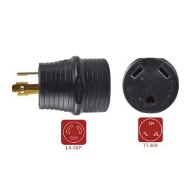 Superior Electric RVA1589 30 Amp Male NEMA L5-30P to 30 Amp Female NEMA TT-30R Adapter Plug for RV