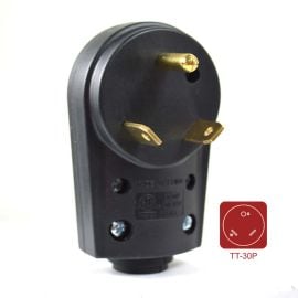 Superior Electric RVA1593 30 AMP RV Plug NEMA TT-30P with Handle - ETL Approved